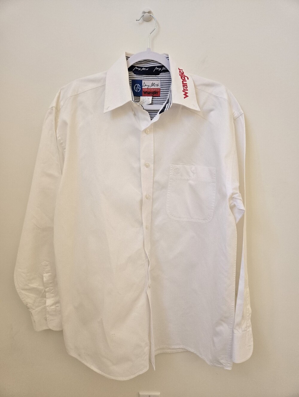 George Strait Wrangler White Western Button Down Shirt Large Cowboy Stampede